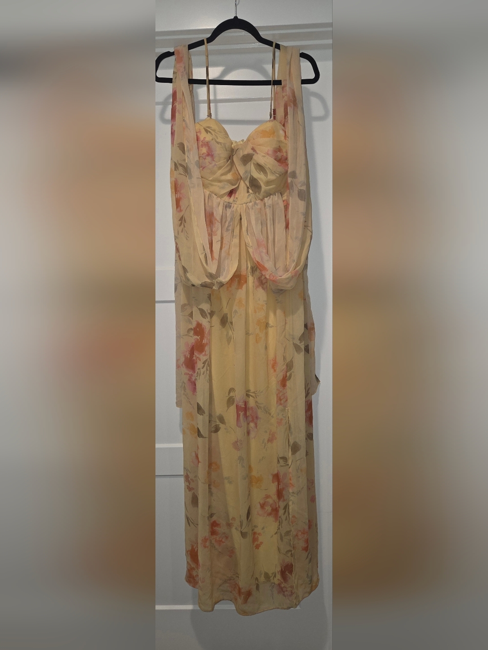 Birdy Grey Pale Yellow Rococo Floral Gown Large